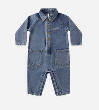 Load image into Gallery viewer, RYLEE + CRU COLLARED BABY JUMPSUIT || INDIGO DENIM