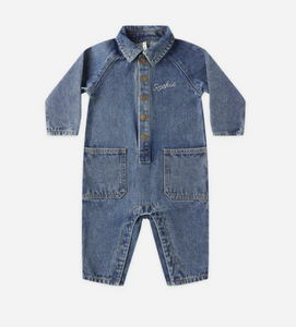 RYLEE + CRU COLLARED BABY JUMPSUIT || INDIGO DENIM