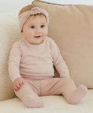 Load image into Gallery viewer, QUINCY MAE BABY SIDE SNAP BODY SUIT  + PANT SET | Rose Miicro Stripe
