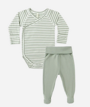 Load image into Gallery viewer, QUINCY MAE BABY SIDE BODYSUIT + PANT SET | FERN STRIPE