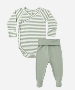 QUINCY MAE BABY SIDE BODYSUIT + PANT SET | FERN STRIPE