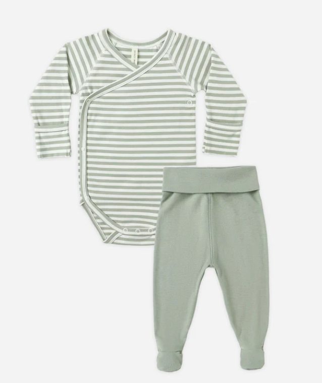 QUINCY MAE BABY SIDE BODYSUIT + PANT SET | FERN STRIPE