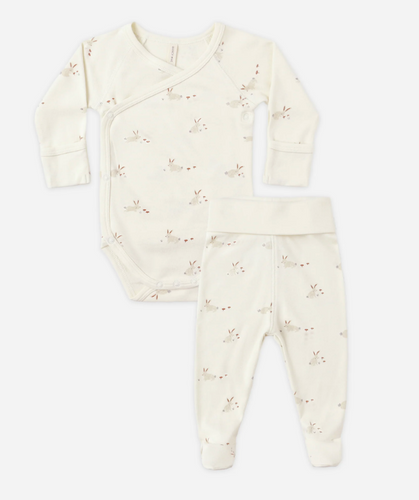 QUINCY MAE SIDE SNAP BODY SUIT + PANT SET | BUNNIES