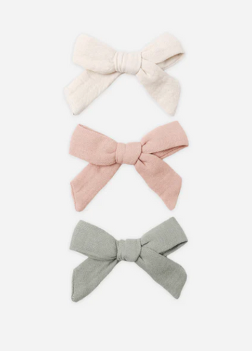 QUINCY MAE HAIR BOWS SET OF THREE | NATURAL, FERN & ROSE