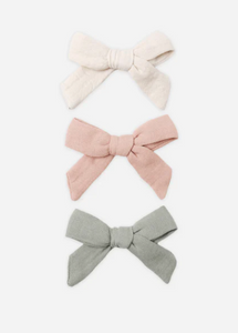 QUINCY MAE HAIR BOWS SET OF THREE | NATURAL, FERN & ROSE