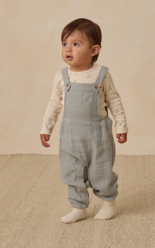 QUINCY MAE        BABY OVERALL STEEL BLUE