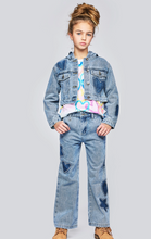 Load image into Gallery viewer, HANNAH BANANA, RHINESTONE SHADOW HEART/FLOWER DENIM JACKET