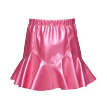 Load image into Gallery viewer, HANNAH BANANA FIT &amp; FLARE FAUX LEATHER SKIRT - PINK