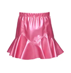HANNAH BANANA FIT & FLARE FAUX LEATHER SKIRT - PINK
