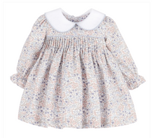Load image into Gallery viewer, SOPHIE &amp; LUCAS GIRL BLUE FLORAL Sweater Weather Pleat Dress - Bow in Back