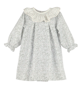 LULI & ME BABY & GIRL WILLOW FLORAL SMOCK RUFFLE COLLAR DRESS | BLUE