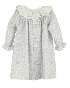 LULI & ME BABY & GIRL WILLOW FLORAL SMOCK RUFFLE COLLAR DRESS | BLUE