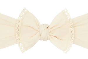 BABY BLING TRIMMED CLASSIC KNOT | OATMEAL LACE