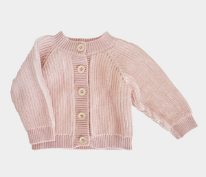 COTTON BRIOCHE CARDIGAN PINK BABY | THE BLUEBERRY HILL