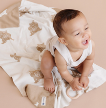 Load image into Gallery viewer, HONEY BEAR BLANKET, HAT AND BABY TEETHER SET | BABY GIFT | THE BLUEBERRY HILL
