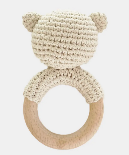 BABY BEAR TEETHER COTTON RATTLE                THE BLUEBERRY HILL