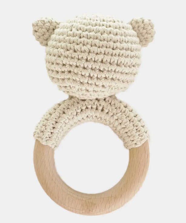BABY BEAR TEETHER COTTON RATTLE                THE BLUEBERRY HILL