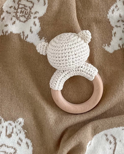 BABY BEAR TEETHER COTTON RATTLE                THE BLUEBERRY HILL
