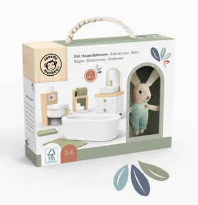 DOLL HOUSE BATHROOM SET + 1 DOLL             SPEEDY MONKEY