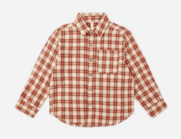 RYLEE + CRU COLLARED LONG SLEEVE SHIRT | RED PLAID