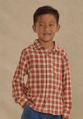 RYLEE + CRU COLLARED LONG SLEEVE SHIRT | RED PLAID