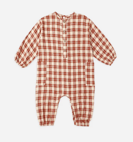 RYLEE + CRU BABY RELAXED WOVEN JUMPSUIT | RED PLAID