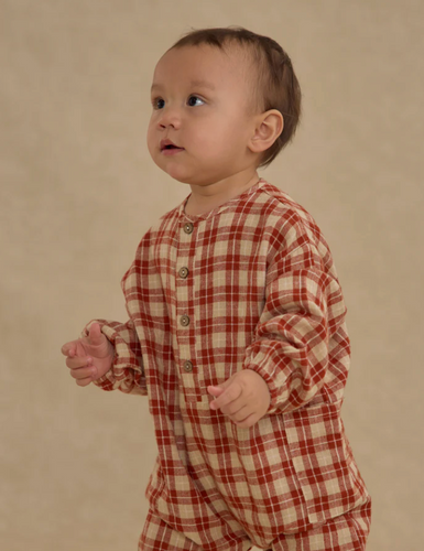 RYLEE + CRU BABY RELAXED WOVEN JUMPSUIT | RED PLAID