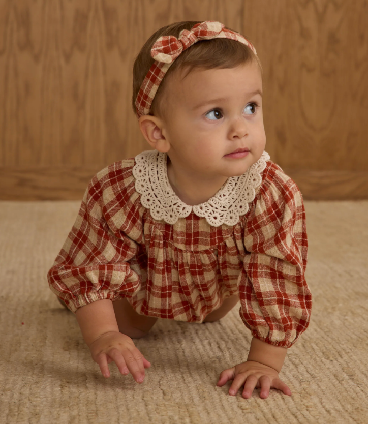 RYLEE + CRU BABY BOW HEADBAND | RED PLAID