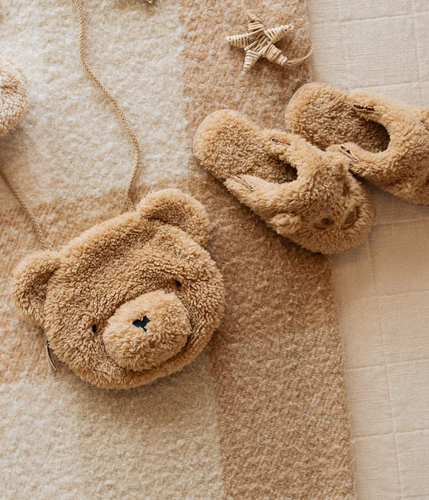 RYLEE + CRU TEDDY BEAR PURSE || GOLD