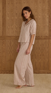 RYLEE + CRU WOMEN RUFFLE PAJAMAS SET || CANDY CANE STRIPE