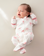 KYTE BABY ZIPPERED FOOTIE IN BOW