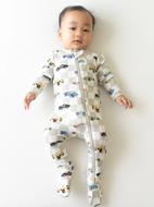 KYTE BABY ZIPPERED FOOTIE IN FAST AND FIERCE