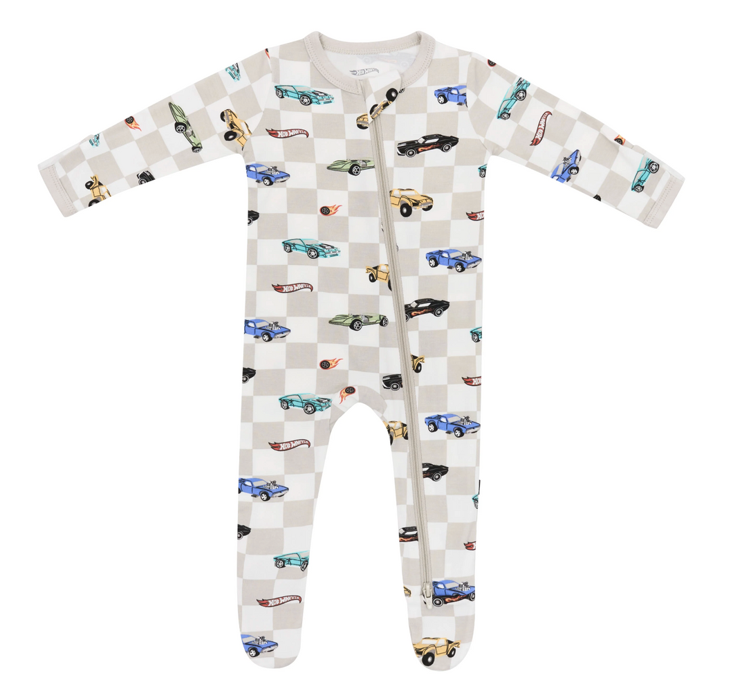 KYTE BABY ZIPPERED FOOTIE IN FAST AND FIERCE