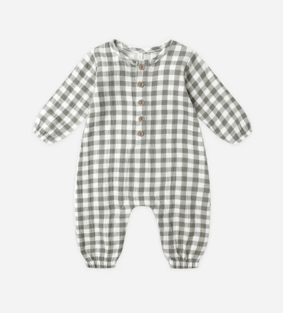 QUINCY MAE || WOVEN JUMPSUIT || FOREST CHECK