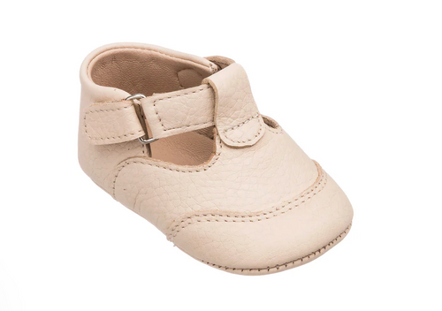 BABY T STRAP LEATHER SHOES IN CREAM | ELEPHANTITO