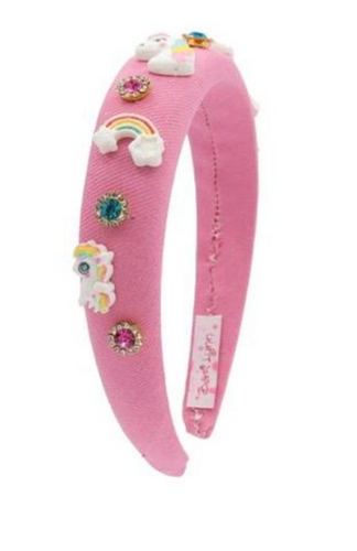 BARI LYNN PADDED UNICORN RAINBOW JEWELED DENIM HEADBAND