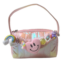 Load image into Gallery viewer, BARI LYNN PINK QUILTED CROSSBODY BAG WITH LINK CHAIN AND ADORABLE CHARMS | NEW ARRIVALS