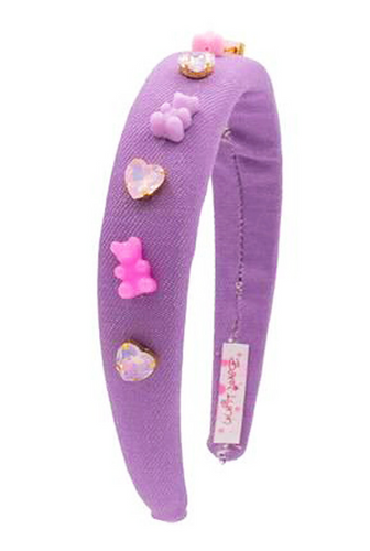 JEWELED GUMMY  BEARS HEADBAND | LAVENDER DENIM