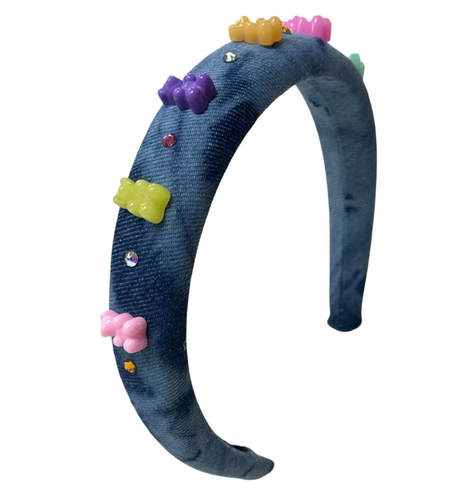 BARI LYNN JEWELED GUMMY BEAR S HEADBAND | DENIM BLUE