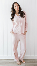 Load image into Gallery viewer, KYTE BABY WOMEN PAJAMA SET IN BLUSH WITH CLOUD TRIM