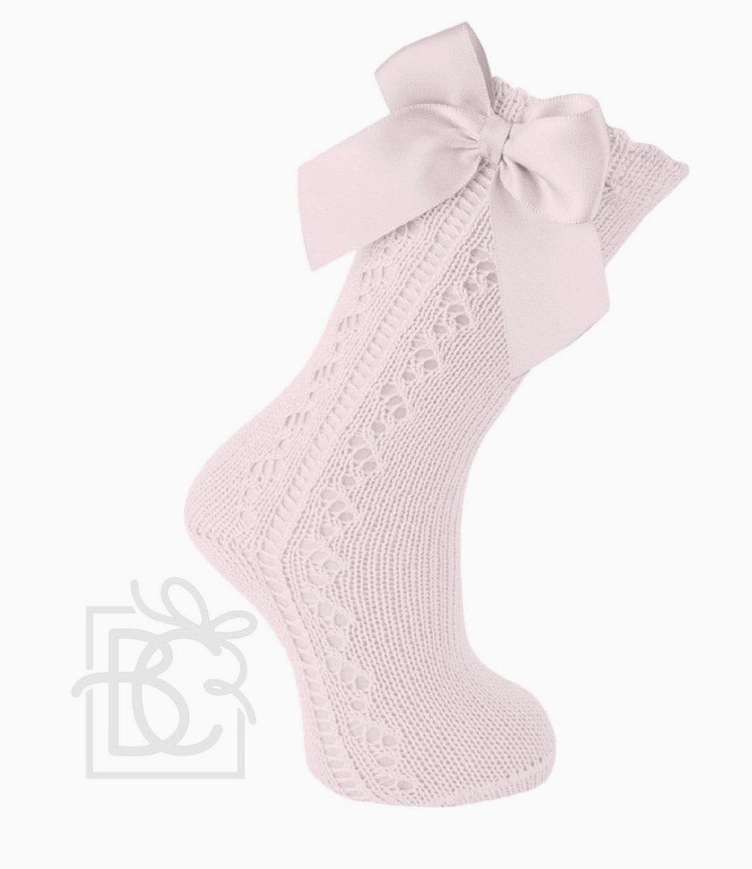 CARLO MAGNO SCOTTISH YARN OPENWORK BOW KNEE HIGH SOCKS 2141