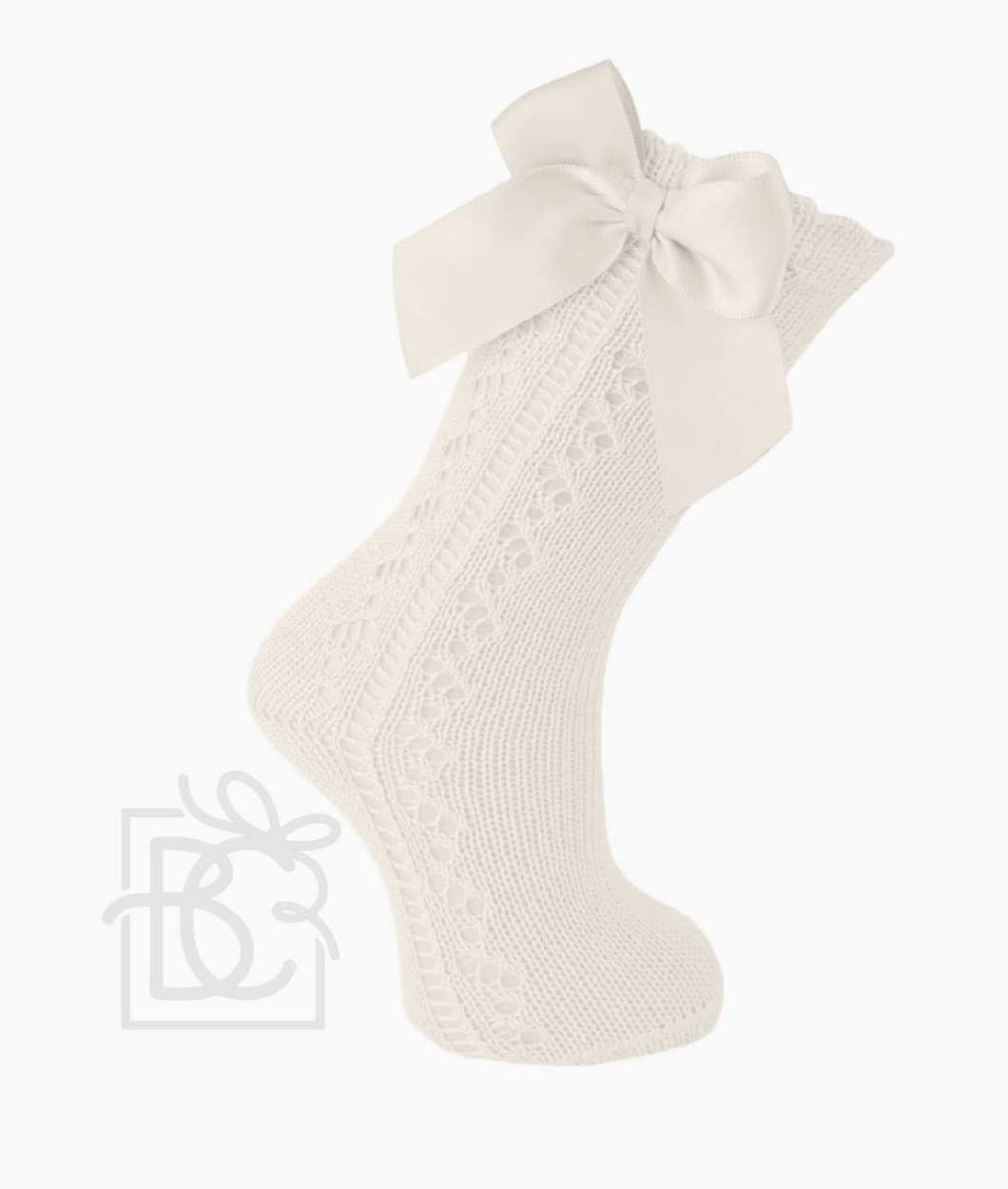 CARLO MAGNO OPENWORN BOW KNEEHIGH SOCKS NATURAL | 2141