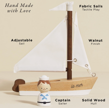 Load image into Gallery viewer, LE TOY VAN WOODEN SAILING BOAT &amp; CAPTAIN