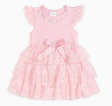 Load image into Gallery viewer, FLOCKED HEART VALENTINE'S DAY TIERED SS TUTU DRESS