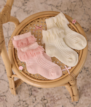 Load image into Gallery viewer, NORALEE RUFFLE SOCKS IVORY BLUSH 2 PAIR                                   NLA028