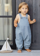 Load image into Gallery viewer, RYLEE + CRU CARGO BABY OVERALL WASHED BLUE