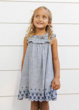 Load image into Gallery viewer, RYLEE + CRU LENNON DRESS MARINE GINGHAM