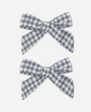 Load image into Gallery viewer, RYLEE + CRUE BOWS SET OF 2 | MARINE GINGHAM