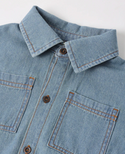 Load image into Gallery viewer, RYLEE + CRU DENIM SS OVERSHIRT WASHED BLUE