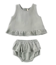 Load image into Gallery viewer, QUINCY MAE RUFFLED TULIP TOP + BLOOMER SET || SAGE || LAST ONE AND ON SALE